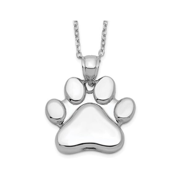 Sterling Silver Paw Print Ash Holder Pendant Necklace with Chain